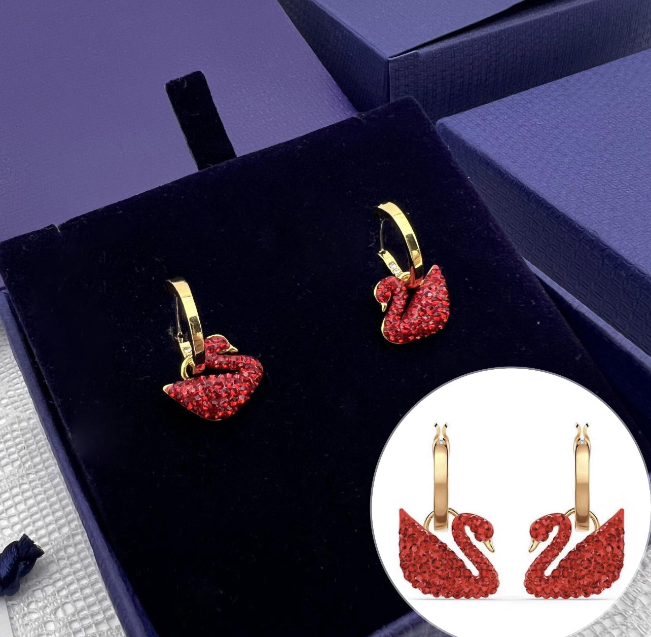 Colgante swan con pendientes cisne rojo